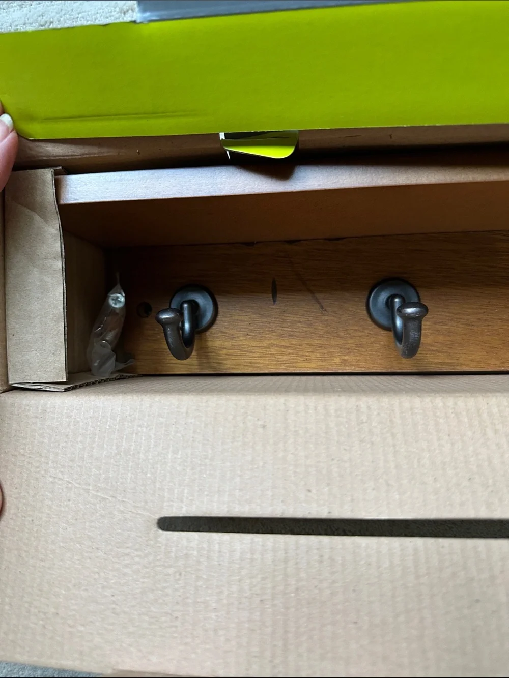 Threshold Hook Rail With Ledge Shelf Entryway Organize Walnut Finish Hooks 18”